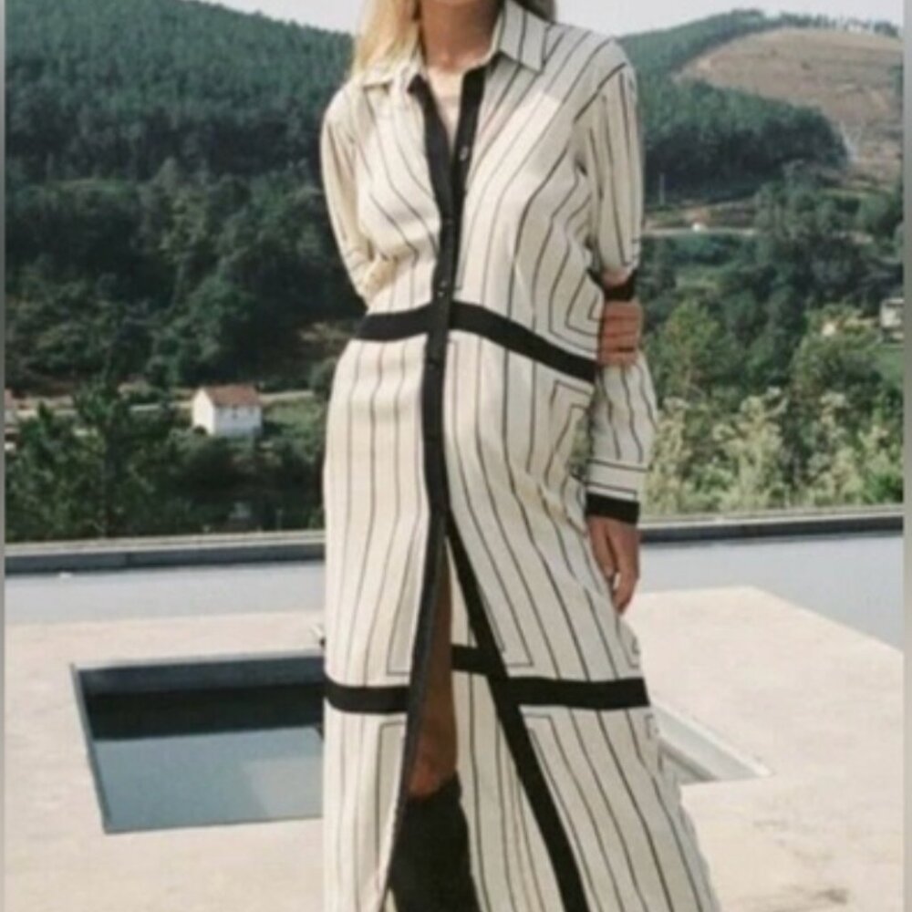 ZARA Long Sleeve Button Down Shirt Dress